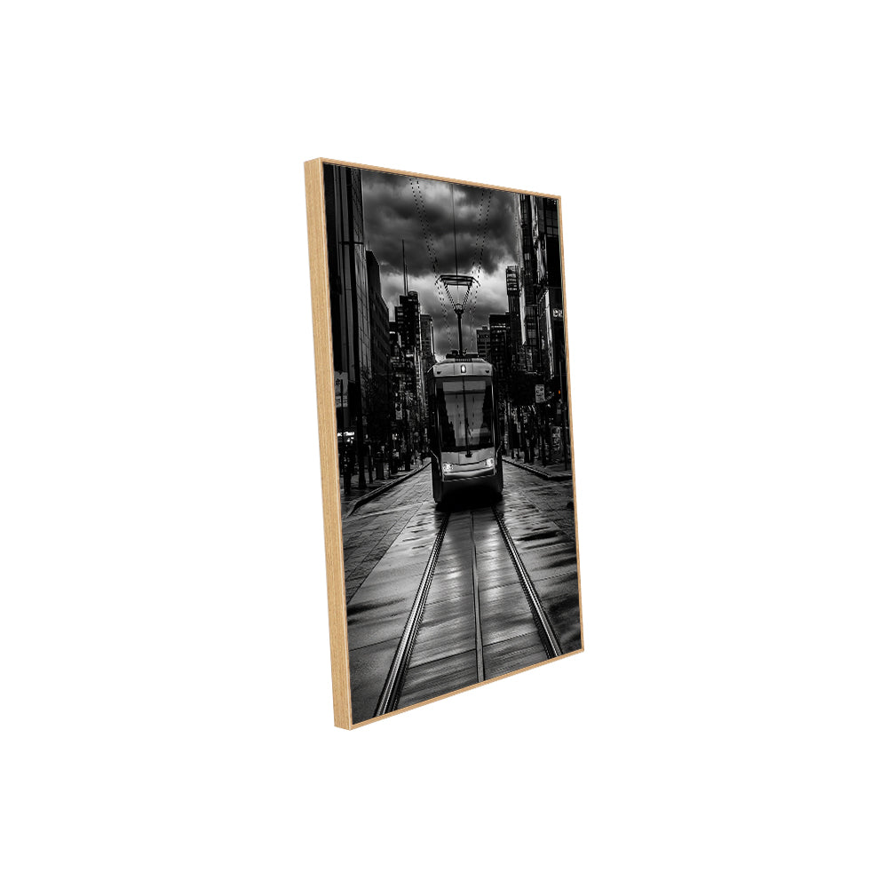 Urban Streetcar Cityscape Canvas Wall Art