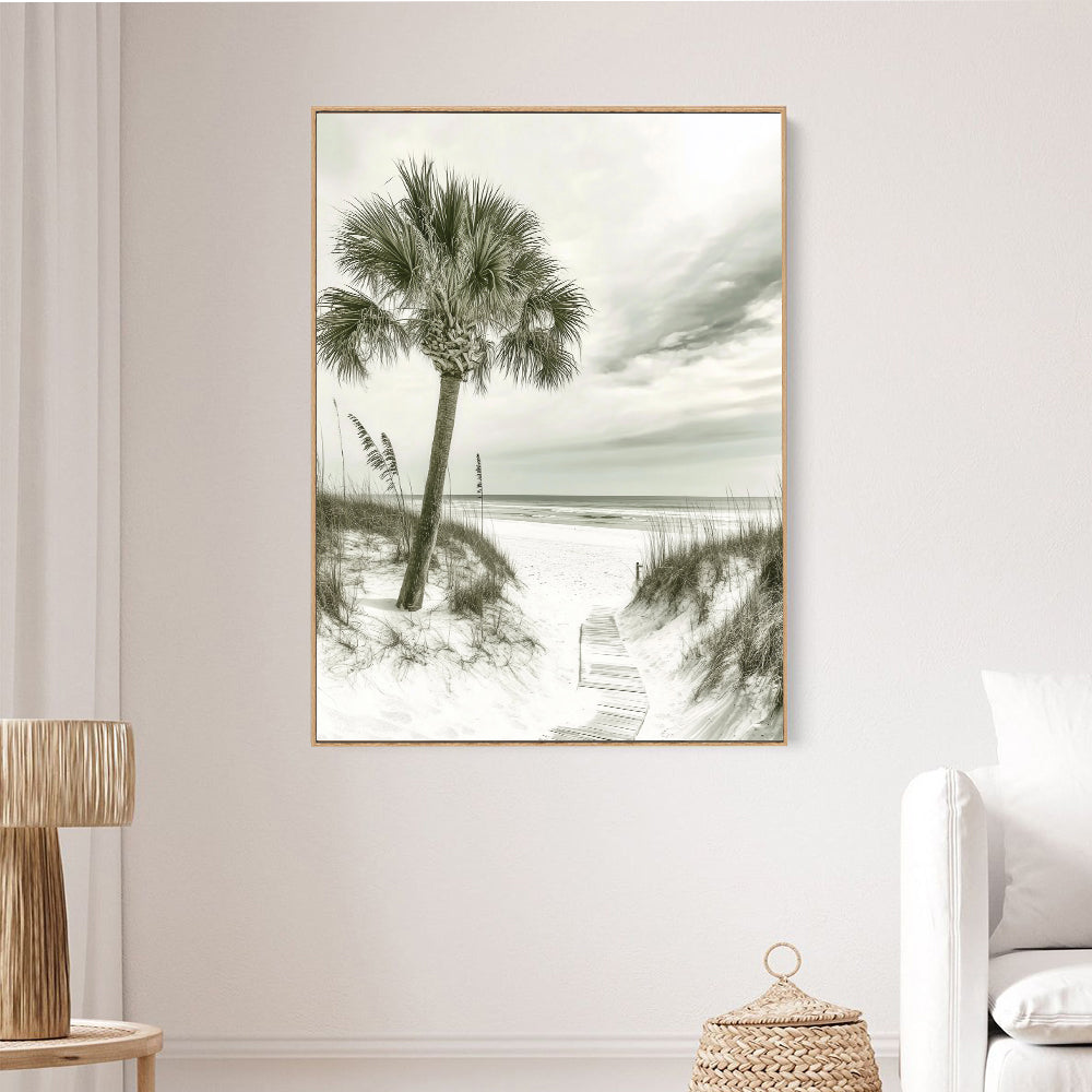 Coastal Palm Pathway Canvas Wall Art