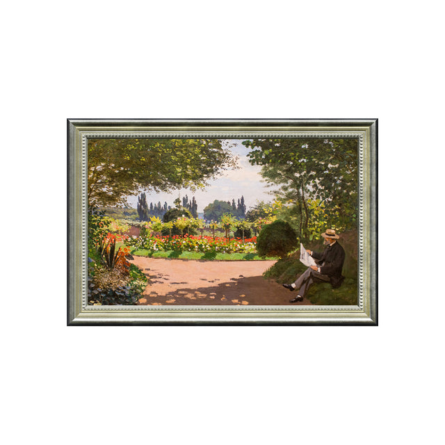 Adolphe Monet Reading In The Garden By Claude Monet