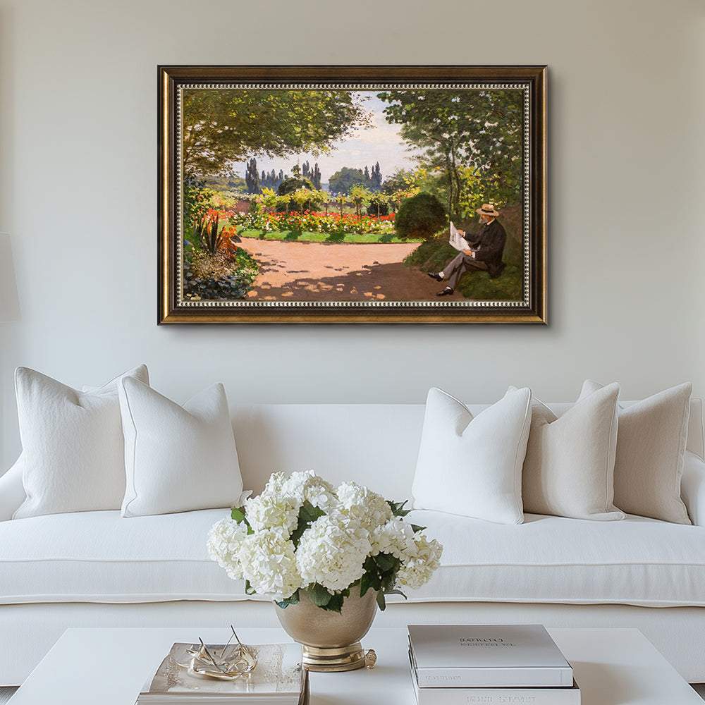 Adolphe Monet Reading In The Garden By Claude Monet