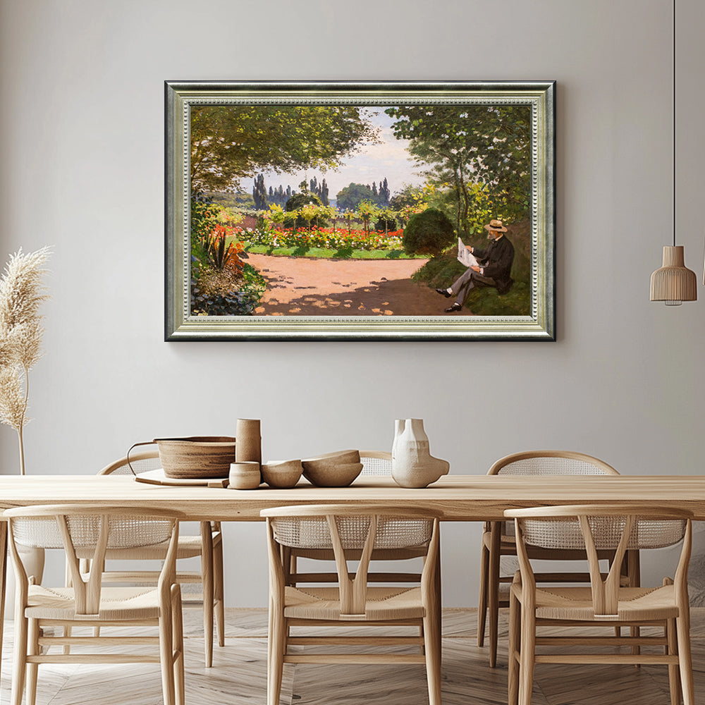 Adolphe Monet Reading In The Garden By Claude Monet