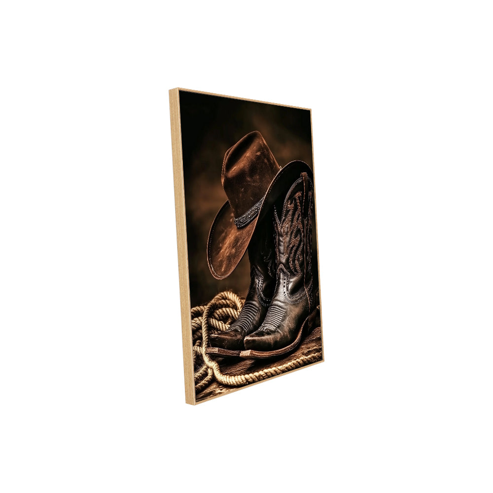 Western Cowboy Hat and Boots Canvas Wall Art