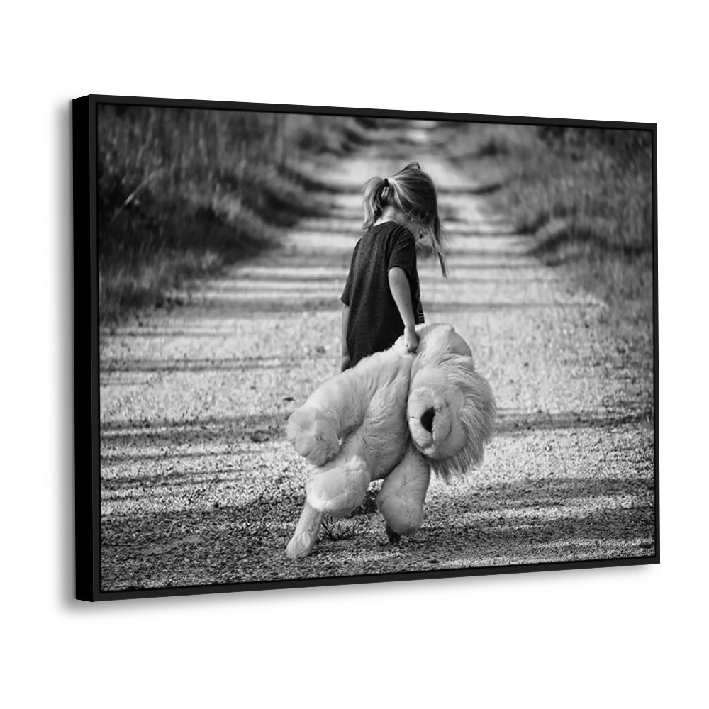 Childhood Innocence - Little Girl With Teddy Bear Canvas Wall Art