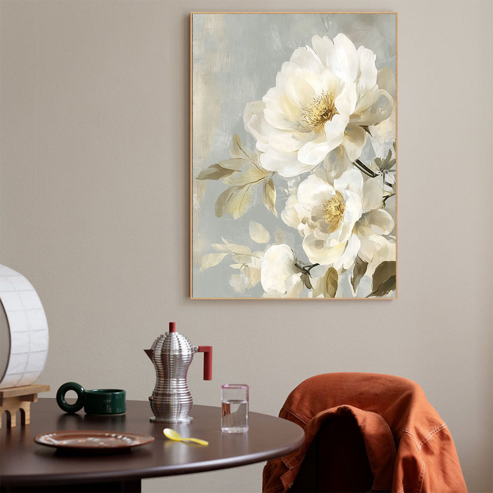 Elegant White Floral Canvas Wall Art
