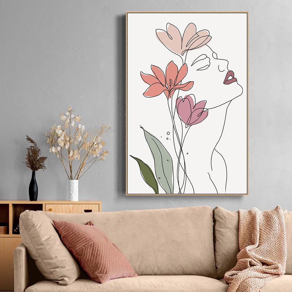 Floral Minimalist Line Art Canvas Wall Art