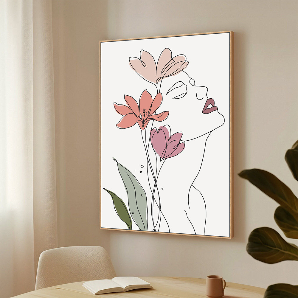 Floral Minimalist Line Art Canvas Wall Art