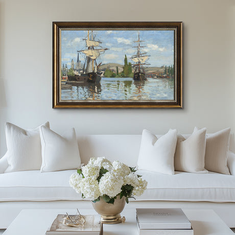 Ships In The Rouen Harbor By Claude Monet