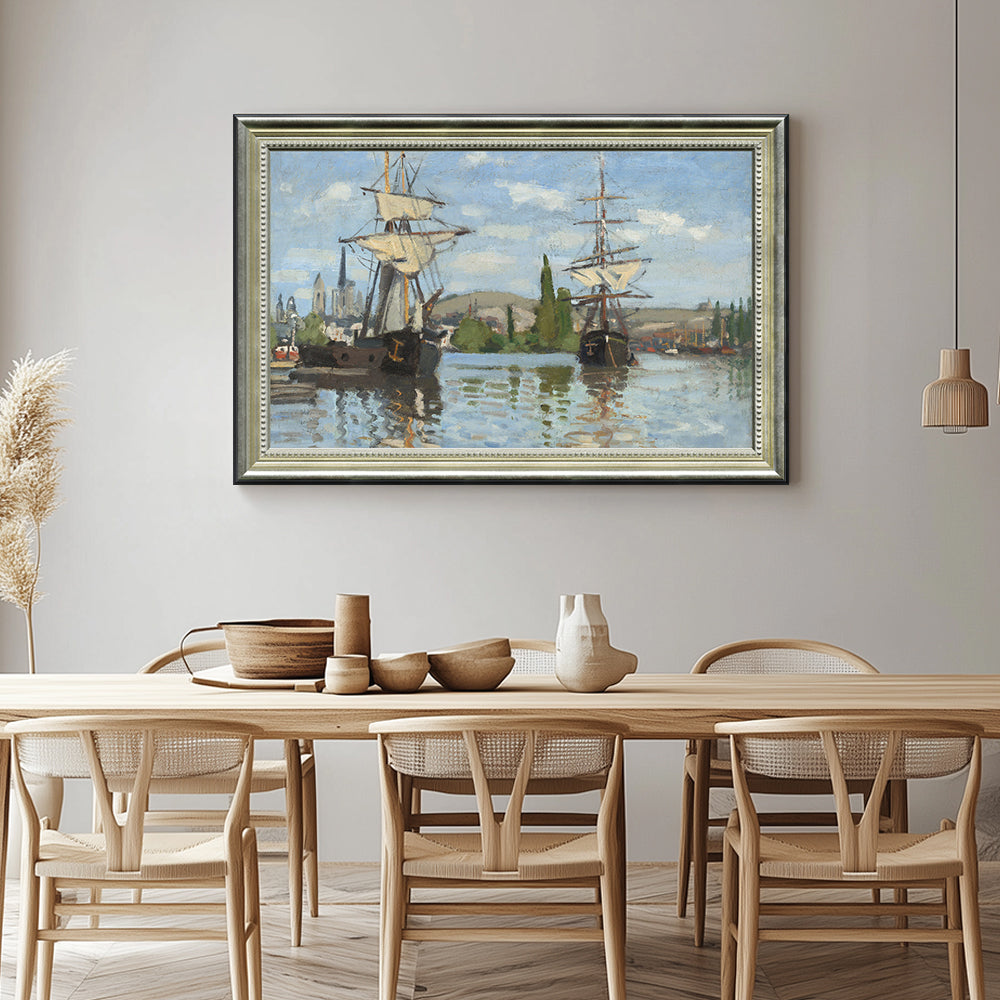 Ships In The Rouen Harbor By Claude Monet