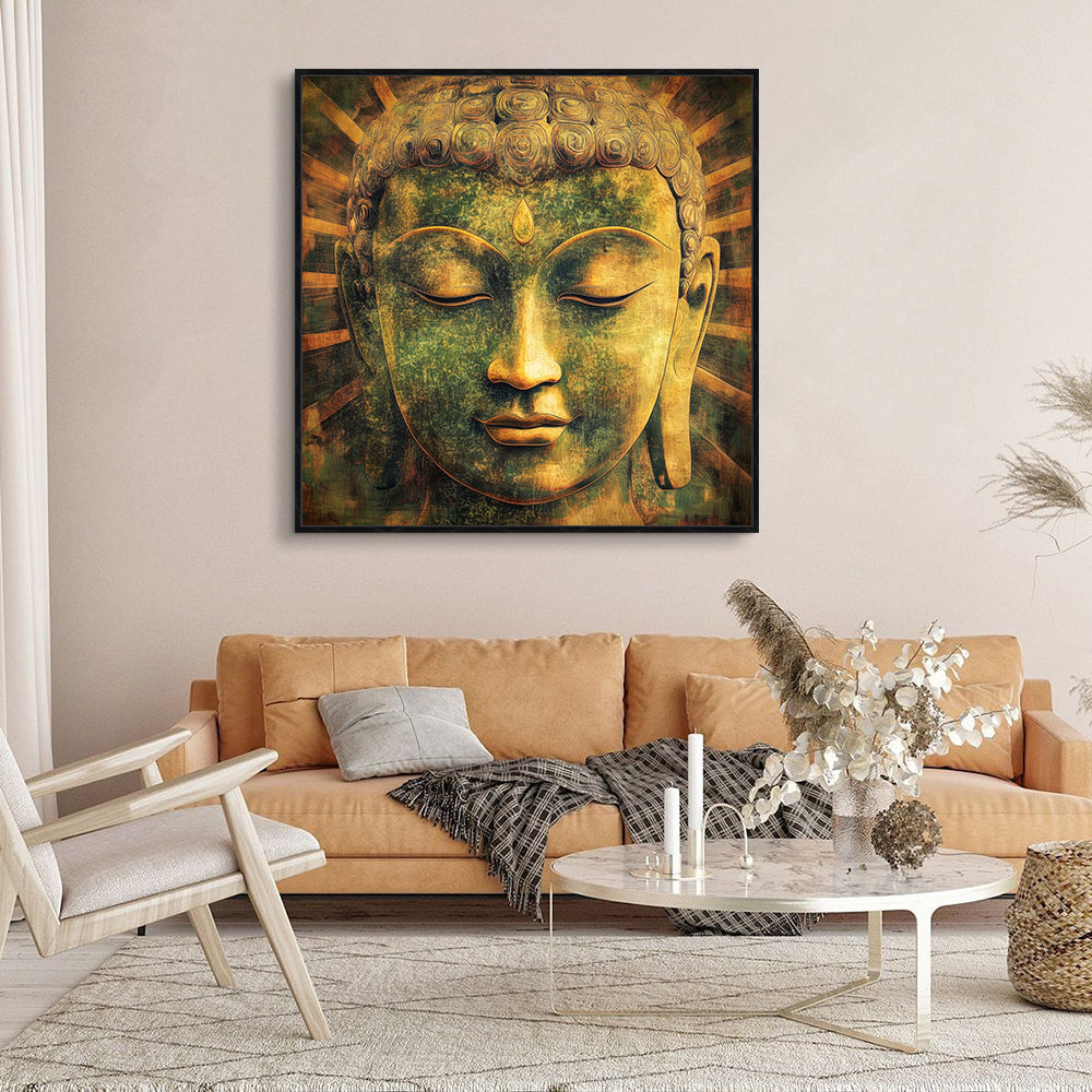 "Golden Buddha Serenity" Canvas Wall Art