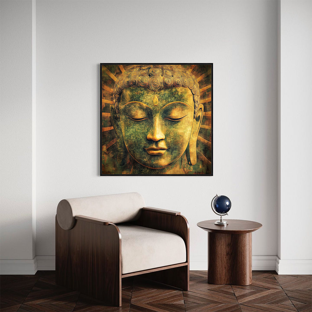 "Golden Buddha Serenity" Canvas Wall Art