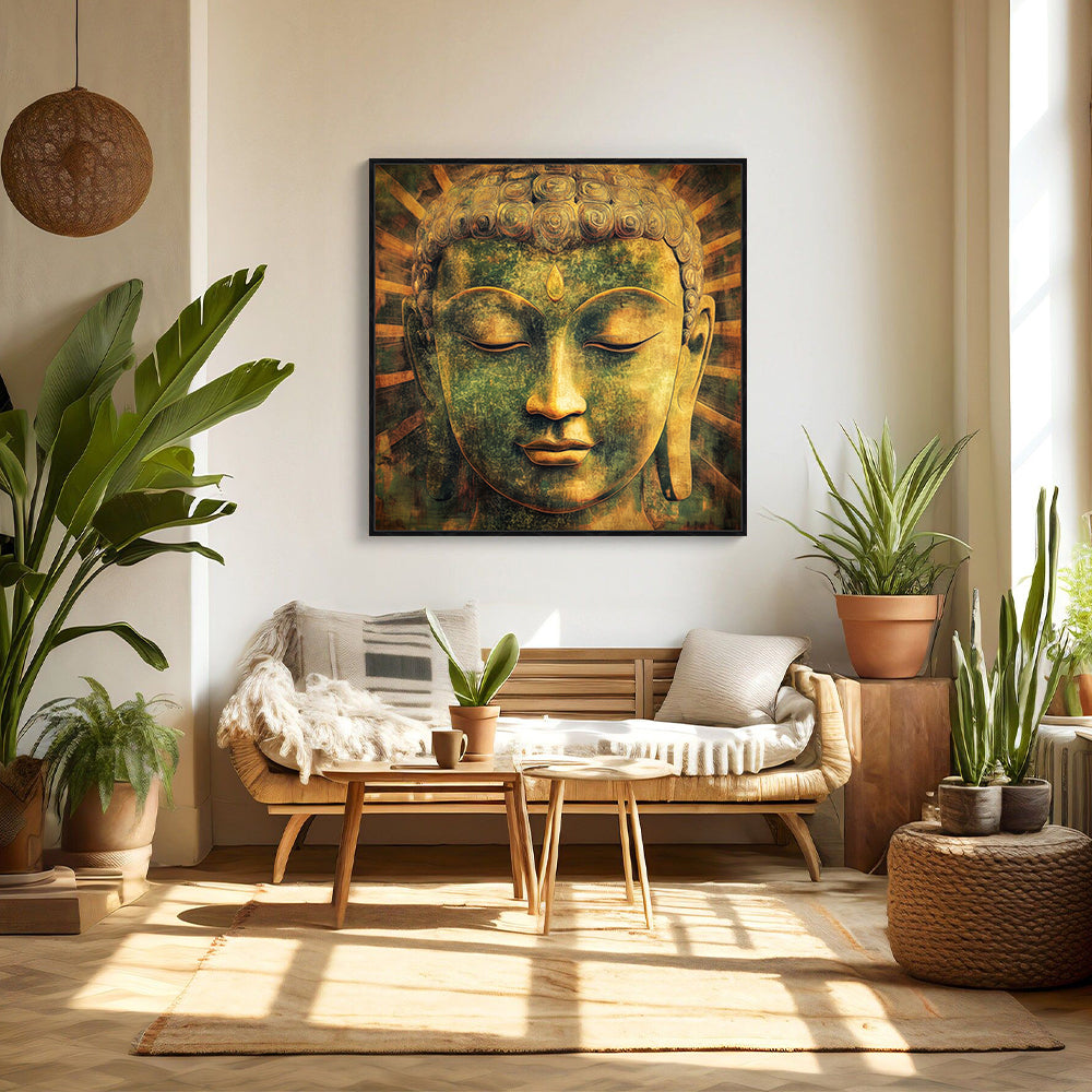 "Golden Buddha Serenity" Canvas Wall Art
