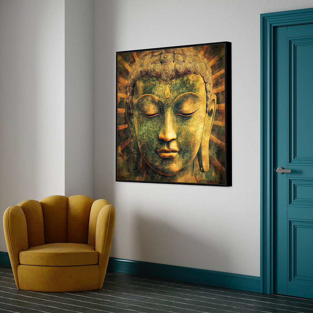 "Golden Buddha Serenity" Canvas Wall Art