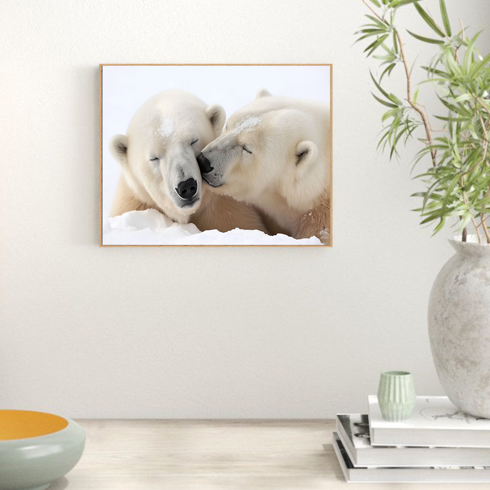 Polar Bear Love – Cozy Arctic Elegance Canvas Wall Art
