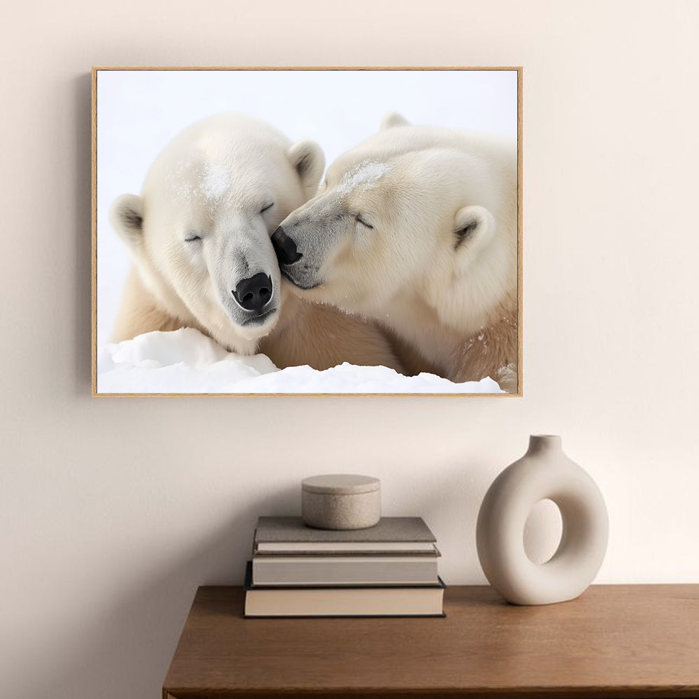 Polar Bear Love – Cozy Arctic Elegance Canvas Wall Art