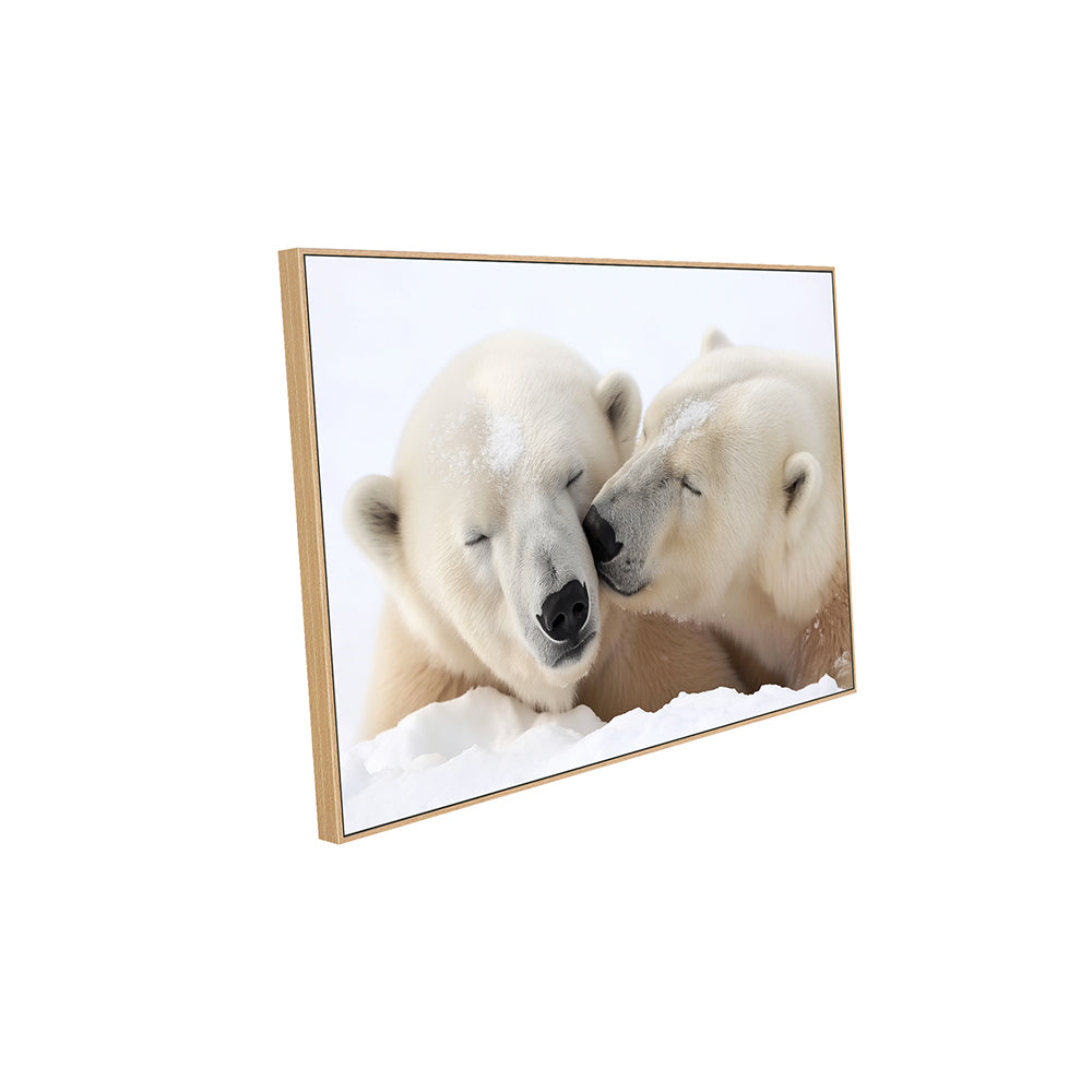 Polar Bear Love – Cozy Arctic Elegance Canvas Wall Art