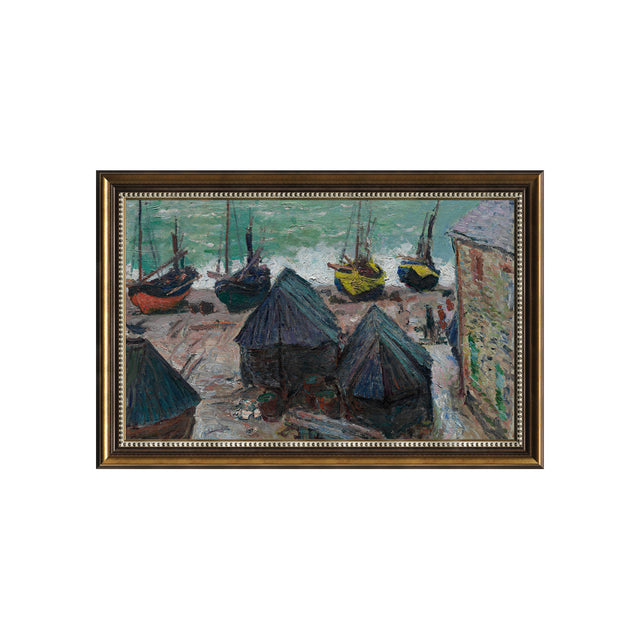 Boats At Low Tide, Etretat By Claude Monet