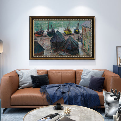 Boats At Low Tide, Etretat By Claude Monet