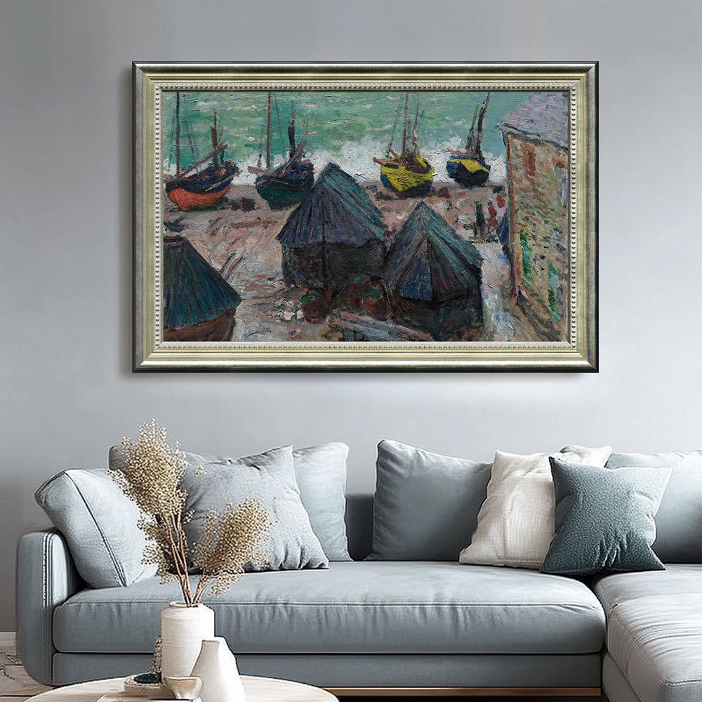 Boats At Low Tide, Etretat By Claude Monet