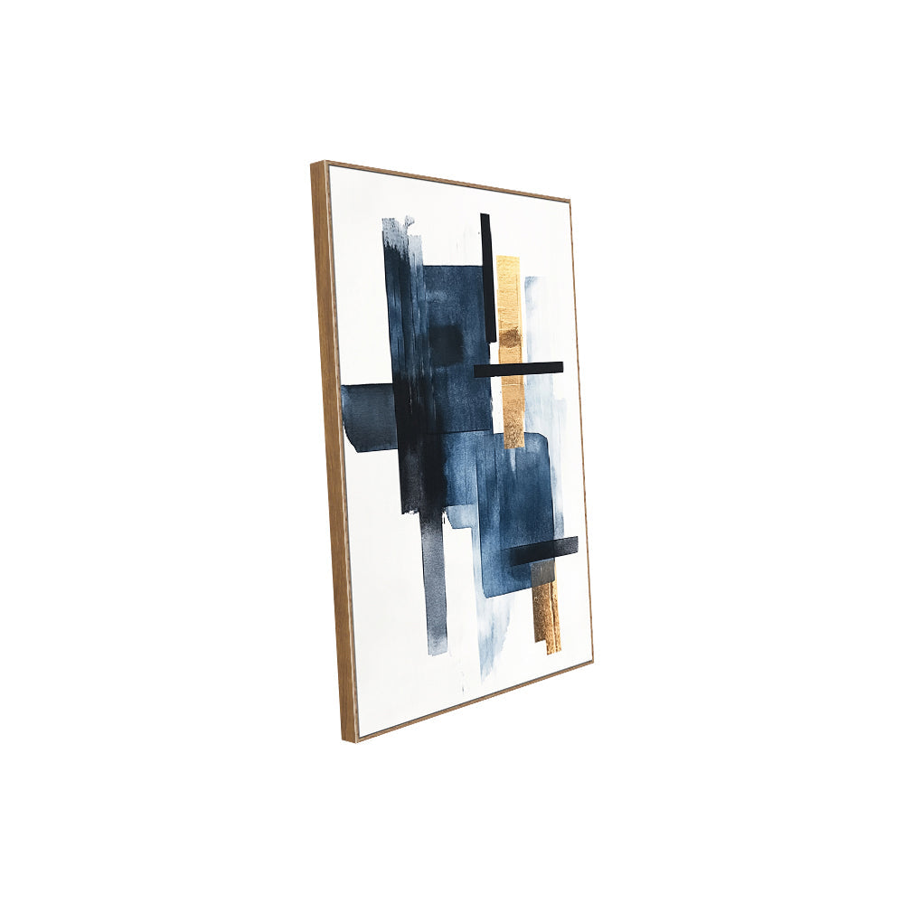 Bold Navy and Gold Canvas Wall Art