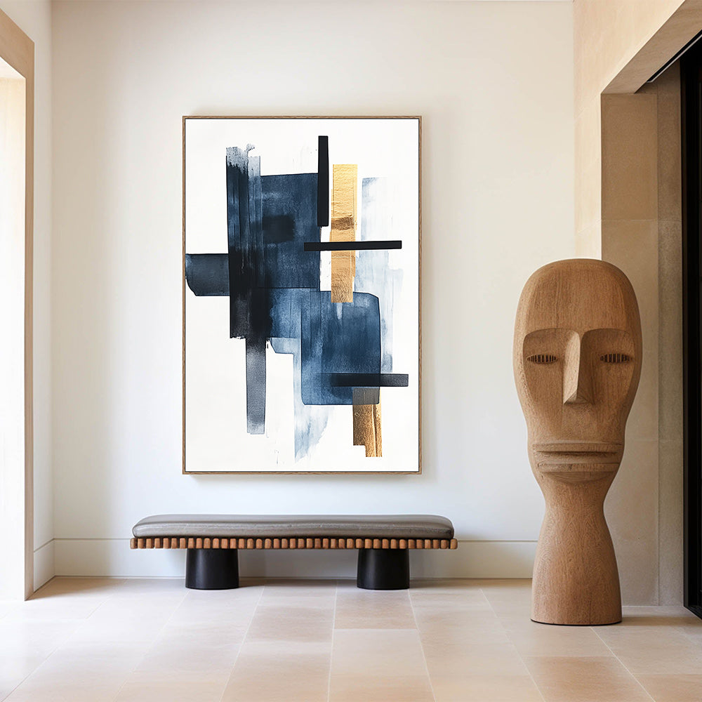 Bold Navy and Gold Canvas Wall Art