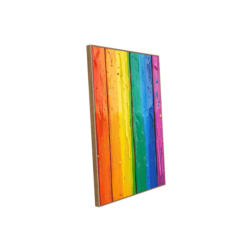 Vibrant Rainbow Wooden Panel Canvas Wall Art