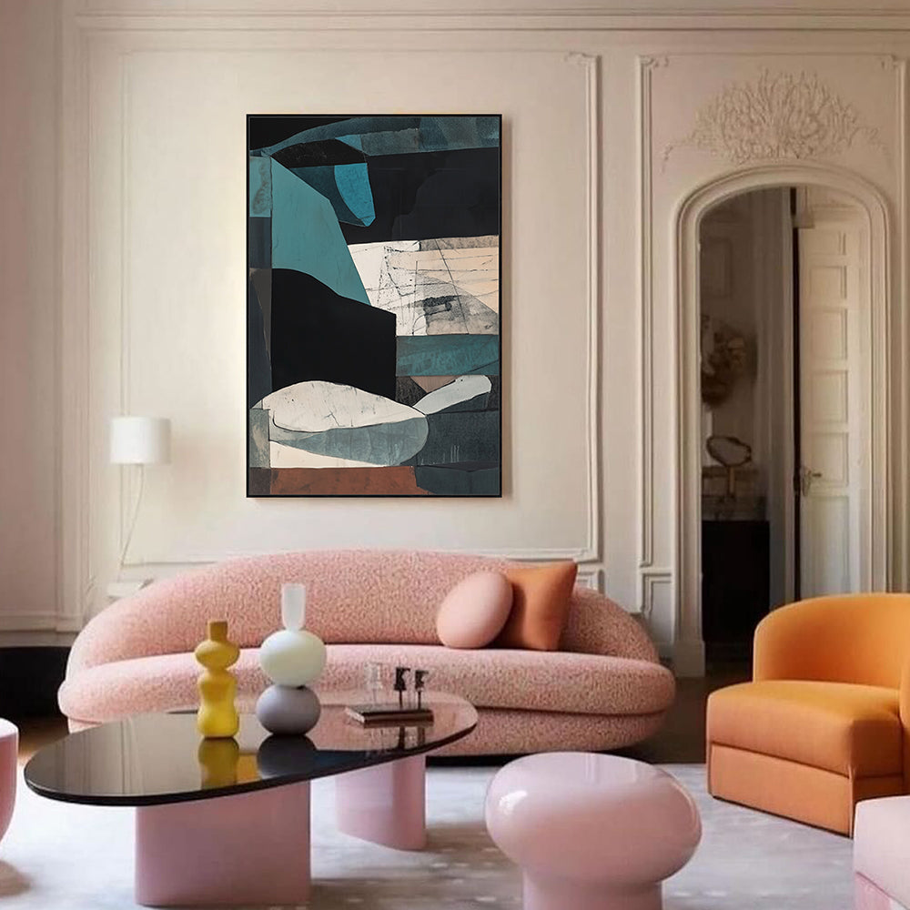 Layers in Earthy and Teal Tones Canvas Wall Art