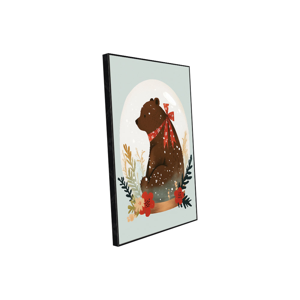 Festive Bear Snow Globe – Whimsical Holiday Décor Canvas Wall Art