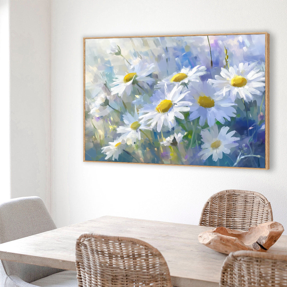 Daisy Bloom Canvas Wall Art – Elegant Floral Artwork for Home Decor