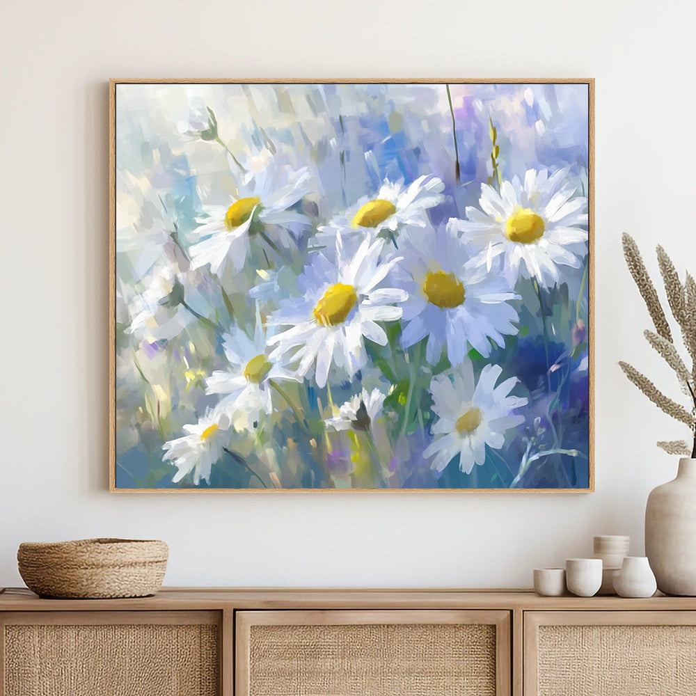 Daisy Bloom Canvas Wall Art – Elegant Floral Artwork for Home Decor