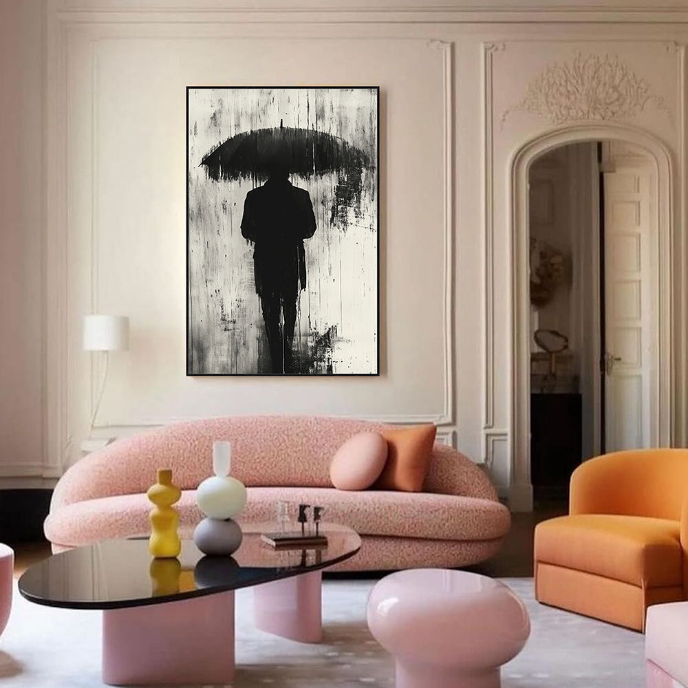 Silent Rain Monochrome Canvas Wall Art