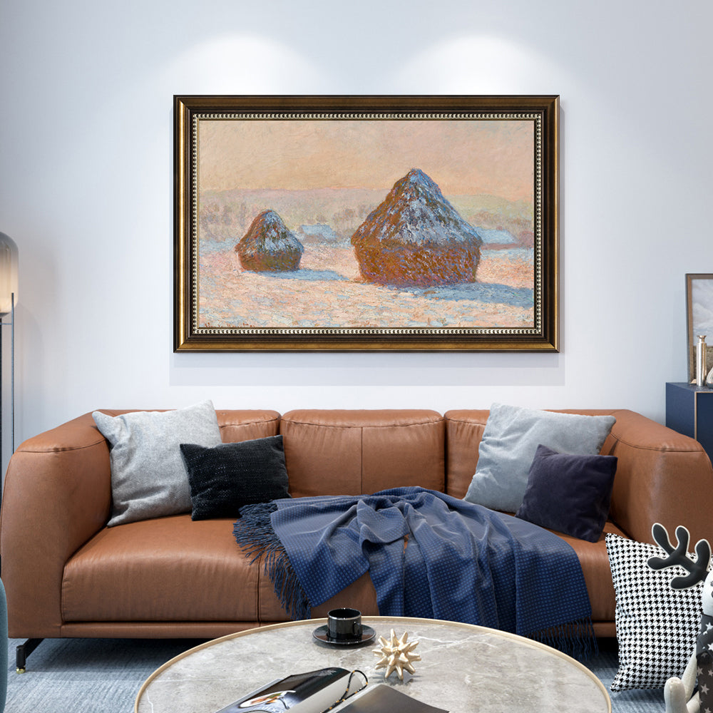 Wheatstacks -Snow Effect By Claude Monet