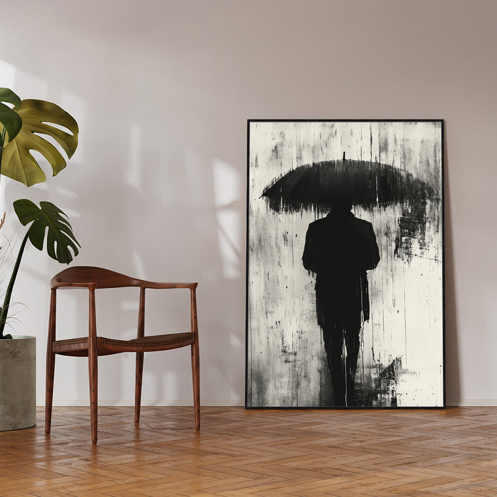 Silent Rain Monochrome Canvas Wall Art