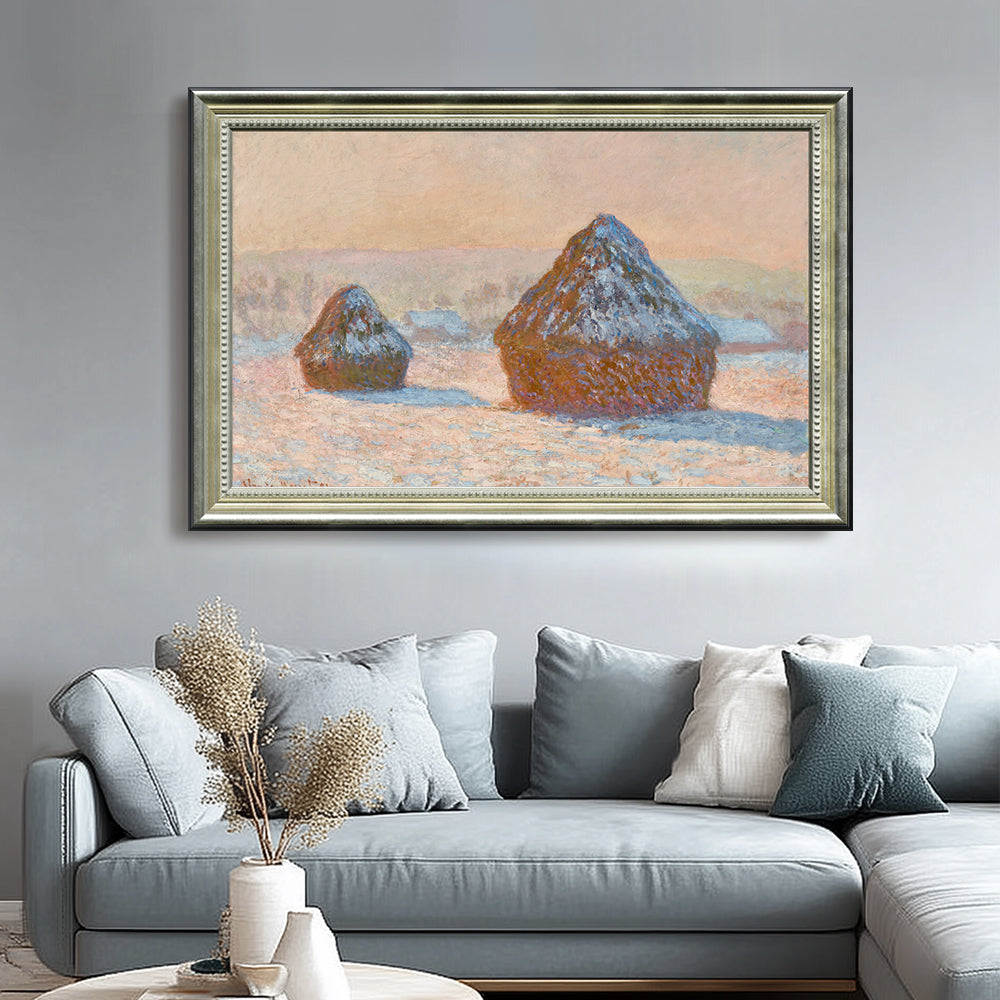 Wheatstacks -Snow Effect By Claude Monet