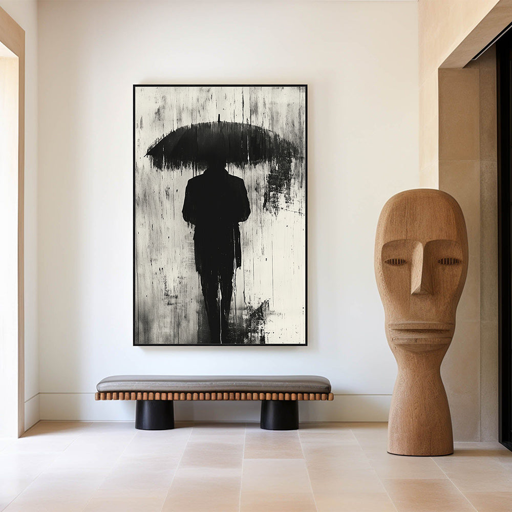 Silent Rain Monochrome Canvas Wall Art