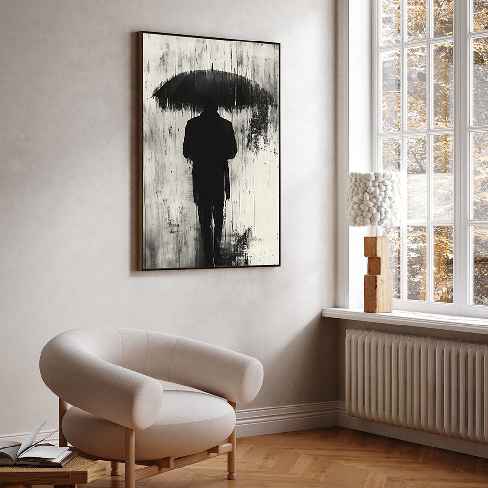 Silent Rain Monochrome Canvas Wall Art