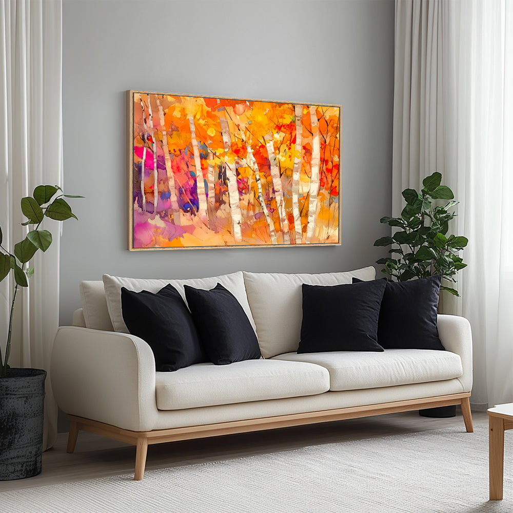 Vibrant Autumn Forest Canvas Wall Art – Bold and Colorful Fall Landscape