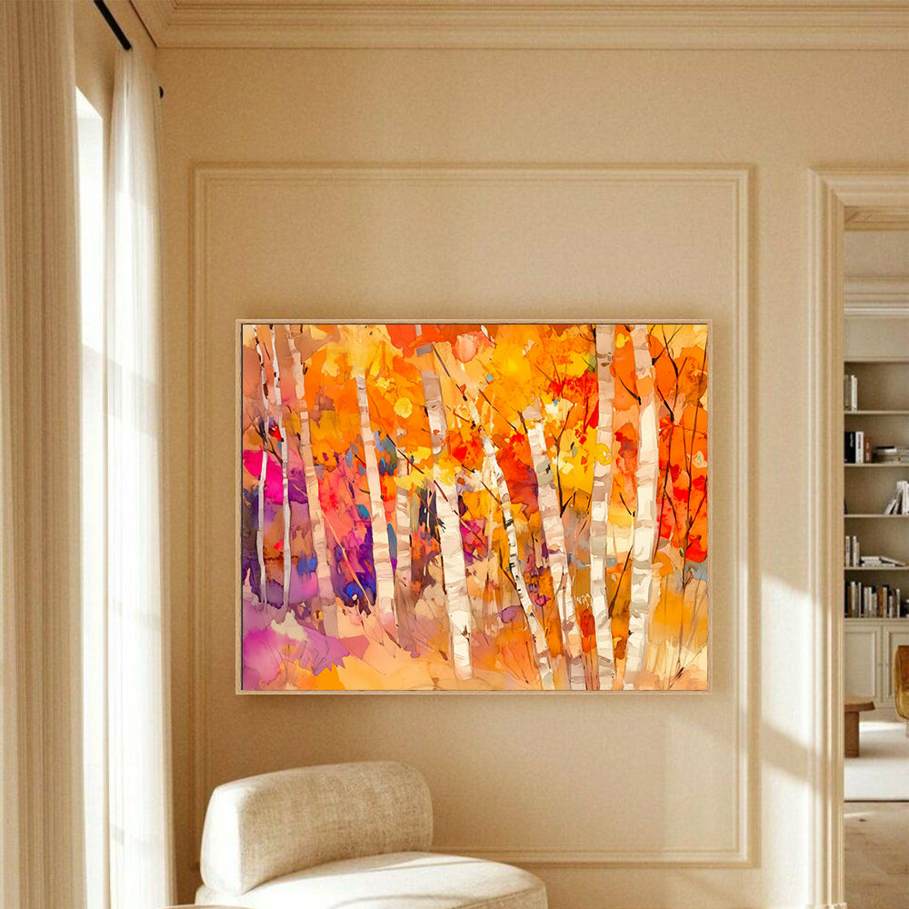 Vibrant Autumn Forest Canvas Wall Art – Bold and Colorful Fall Landscape