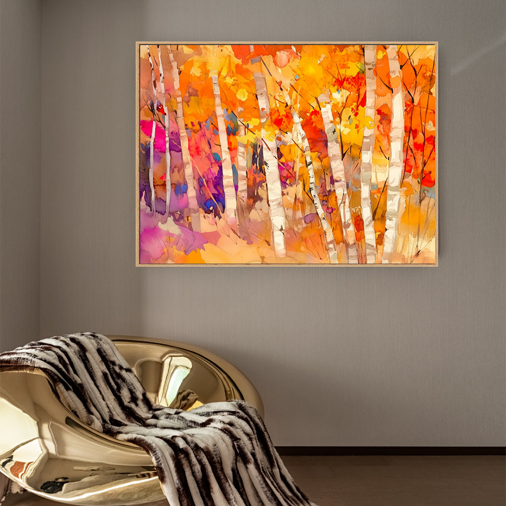 Vibrant Autumn Forest Canvas Wall Art – Bold and Colorful Fall Landscape