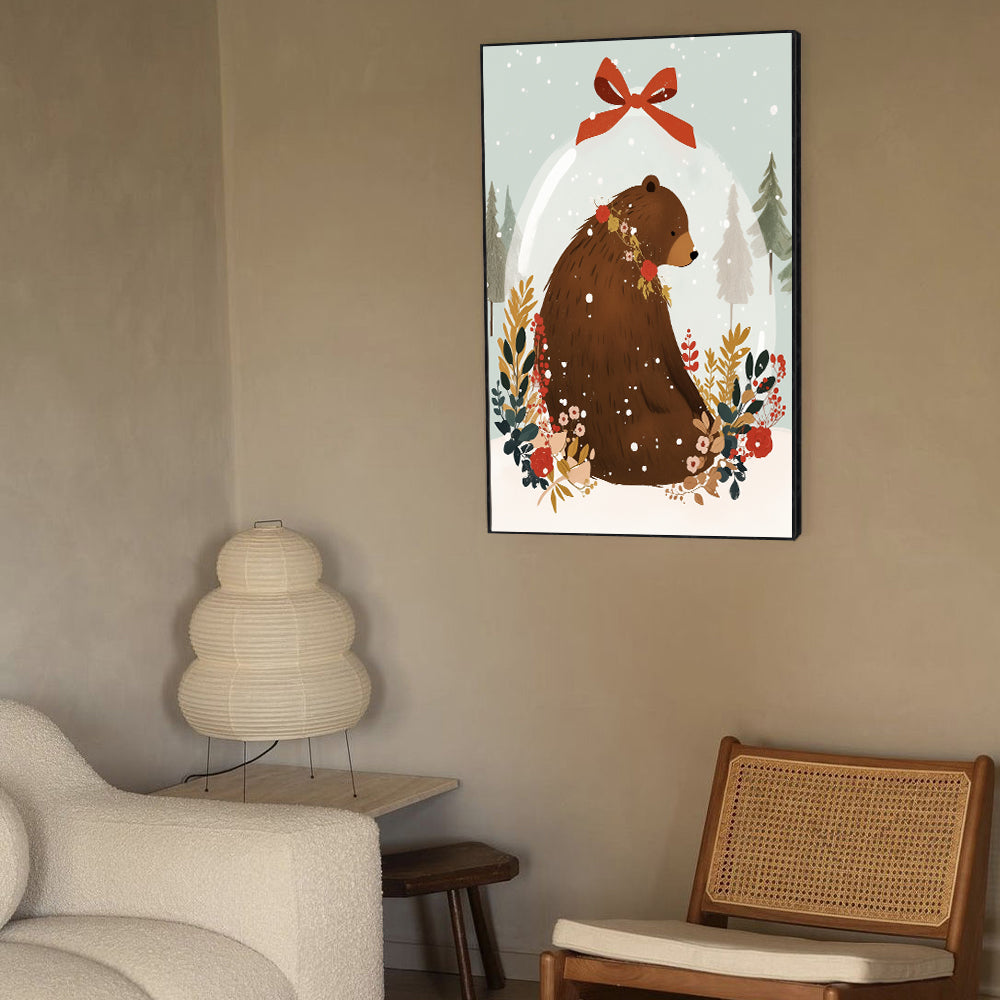 Holiday Bear Snow Globe – Festive Winter Charm Canvas Wall Art