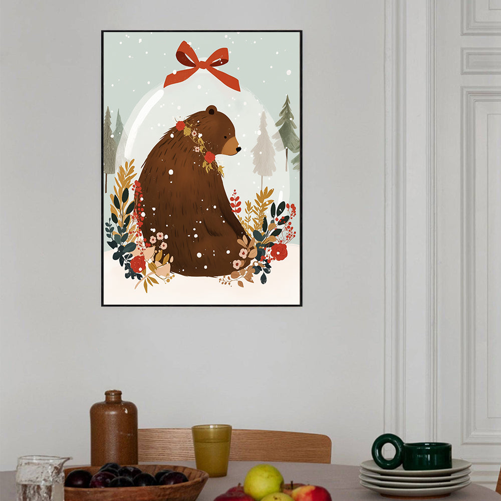Holiday Bear Snow Globe – Festive Winter Charm Canvas Wall Art