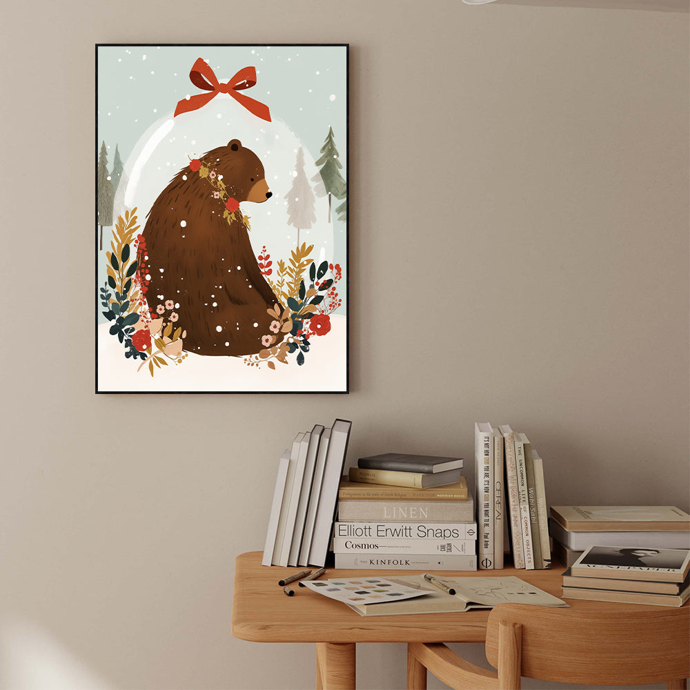 Holiday Bear Snow Globe – Festive Winter Charm Canvas Wall Art