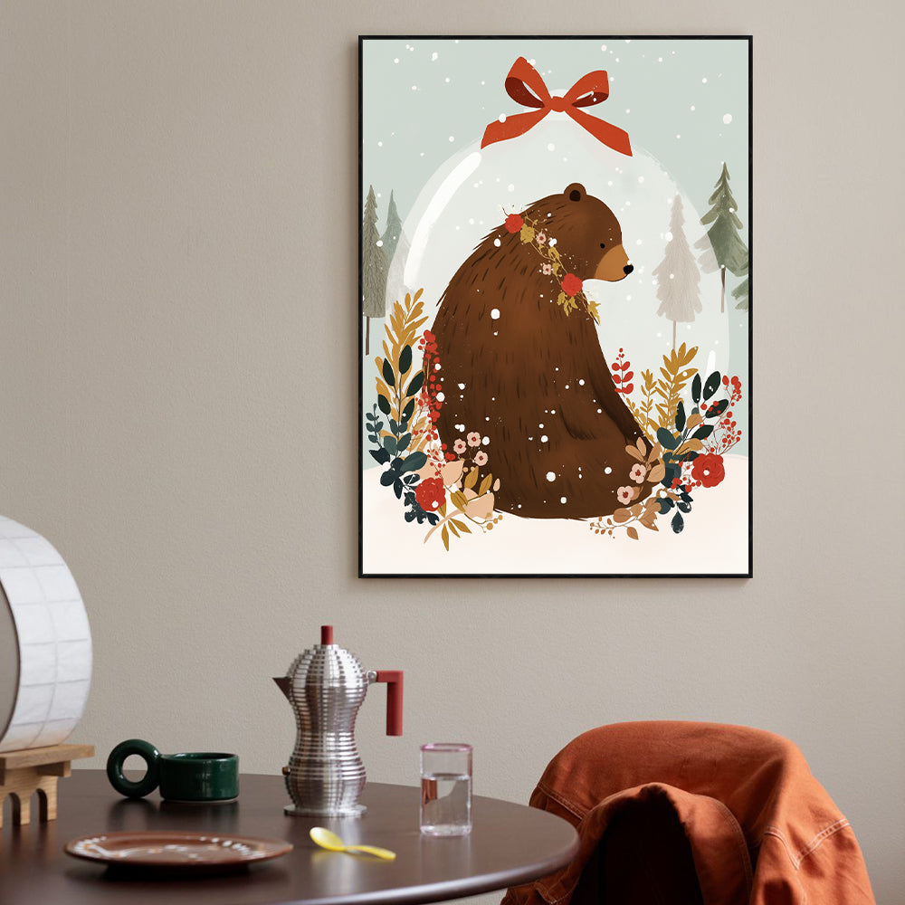 Holiday Bear Snow Globe – Festive Winter Charm Canvas Wall Art