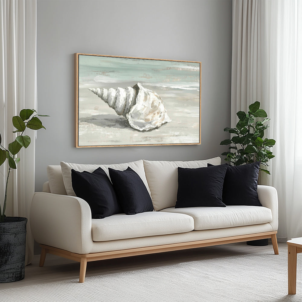 Coastal Shell Canvas Wall Art – Serene Seashell on Beach Design