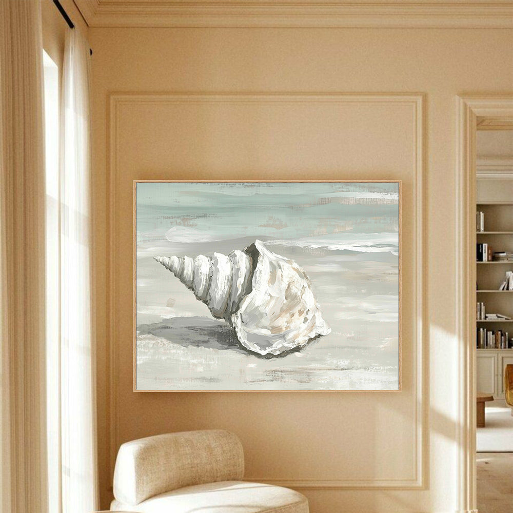 Coastal Shell Canvas Wall Art – Serene Seashell on Beach Design