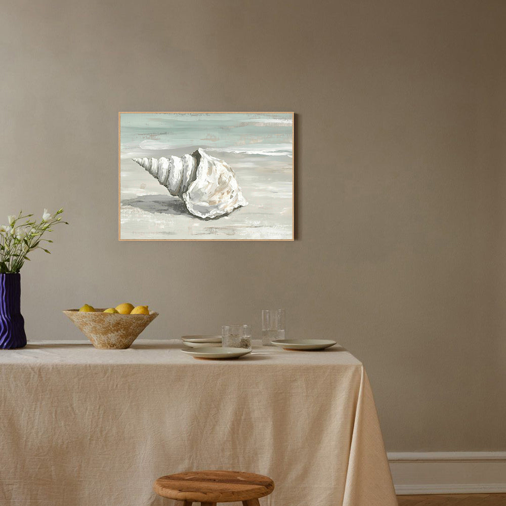 Coastal Shell Canvas Wall Art – Serene Seashell on Beach Design