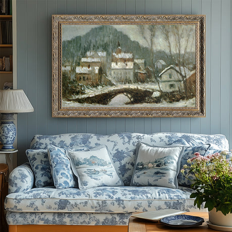 Sandvika Village In The Snow By Claude Monet