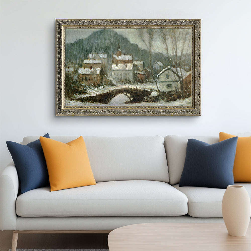 Sandvika Village In The Snow By Claude Monet