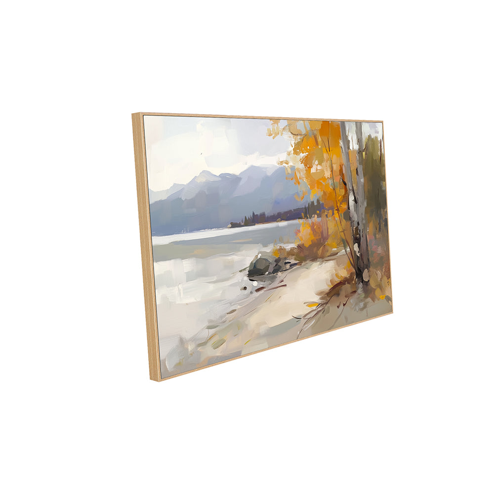 Tranquil Lakeside Canvas Wall Art – Serene Autumn Landscape for Wall Decor