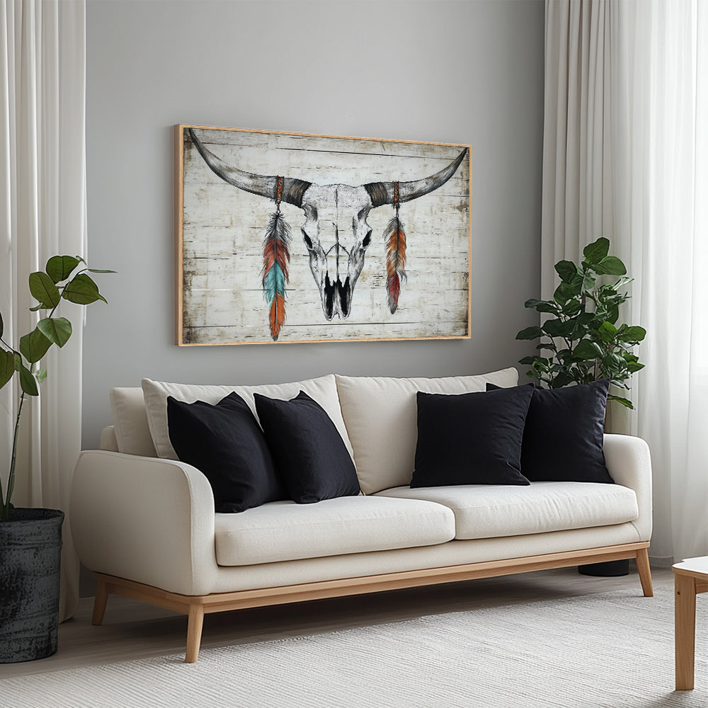 Boho Western Skull Canvas Wall Art