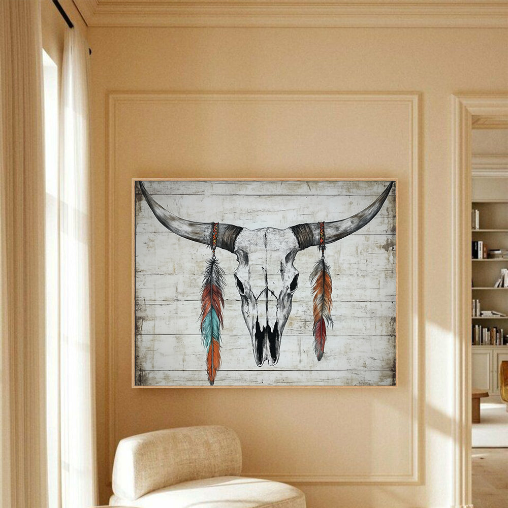 Boho Western Skull Canvas Wall Art
